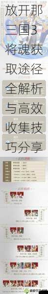 放开那三国3将魂获取途径全解析与高效收集技巧分享