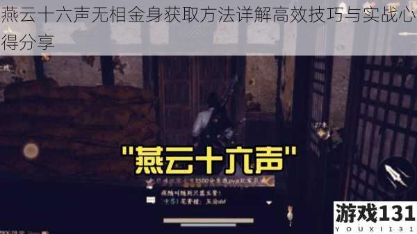燕云十六声无相金身获取方法详解高效技巧与实战心得分享