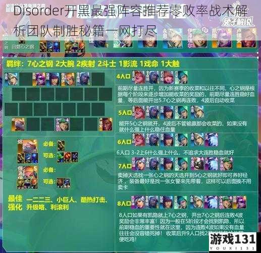 Disorder开黑最强阵容推荐零败率战术解析团队制胜秘籍一网打尽
