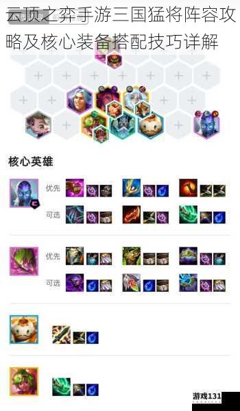 云顶之弈手游三国猛将阵容攻略及核心装备搭配技巧详解
