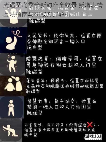光遇圣岛季全新动作全收录 新增表情互动指南与获取方式解析