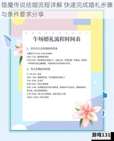 猎魔传说结婚流程详解 快速完成婚礼步骤与条件要求分享