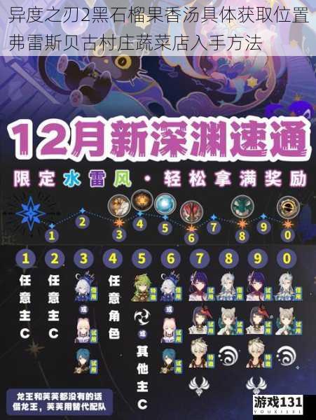 异度之刃2黑石榴果香汤具体获取位置弗雷斯贝古村庄蔬菜店入手方法
