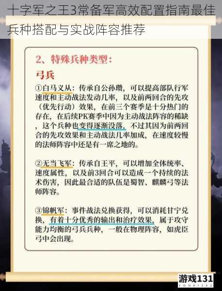 十字军之王3常备军高效配置指南最佳兵种搭配与实战阵容推荐