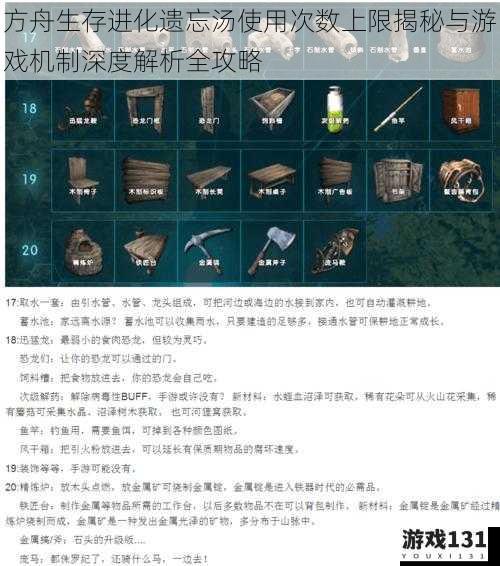 方舟生存进化遗忘汤使用次数上限揭秘与游戏机制深度解析全攻略