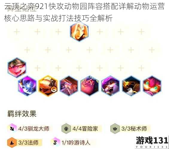 云顶之弈921快攻动物园阵容搭配详解动物运营核心思路与实战打法技巧全解析