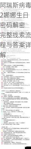 阿瑞斯病毒2娜娜生日密码解密 完整线索流程与答案详解
