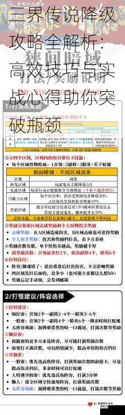 三界传说降级攻略全解析:高效技巧与实战心得助你突破瓶颈