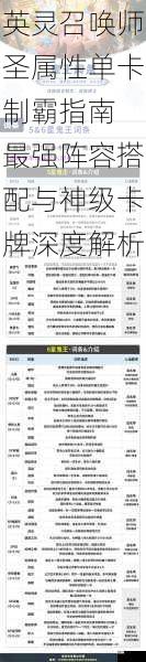 英灵召唤师圣属性单卡制霸指南 最强阵容搭配与神级卡牌深度解析